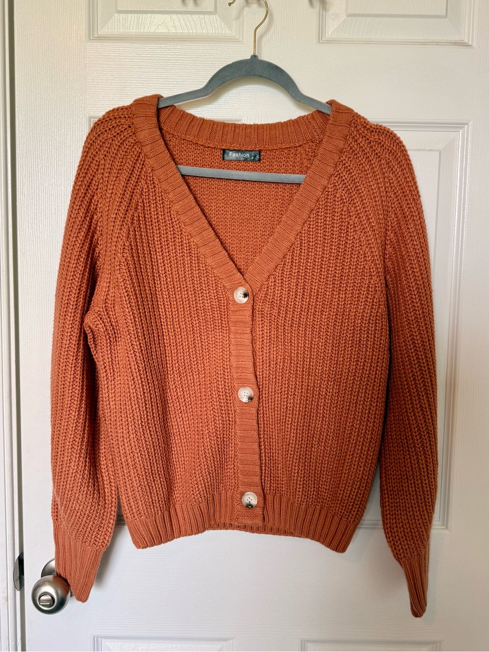 Pumpkin V-Neck Button-Front Women’s Cardigan Sweater